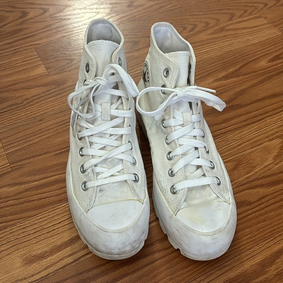 Converse White Lug Sole High Top Platform Sneakers Size 9 - Picture 3 of 10